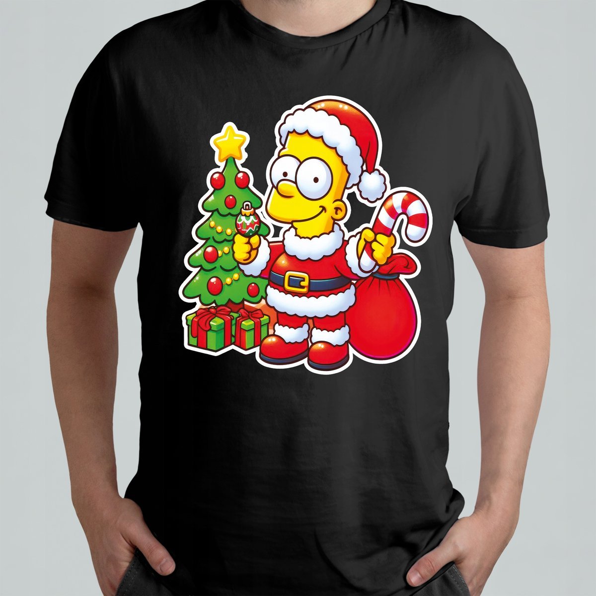 ŚWIĄTECZNA KOSZULKA MĘSKA ŚMIESZNA T-SHIRT ŚWIĄTECZNY SIMPSONOWIE HOMER
