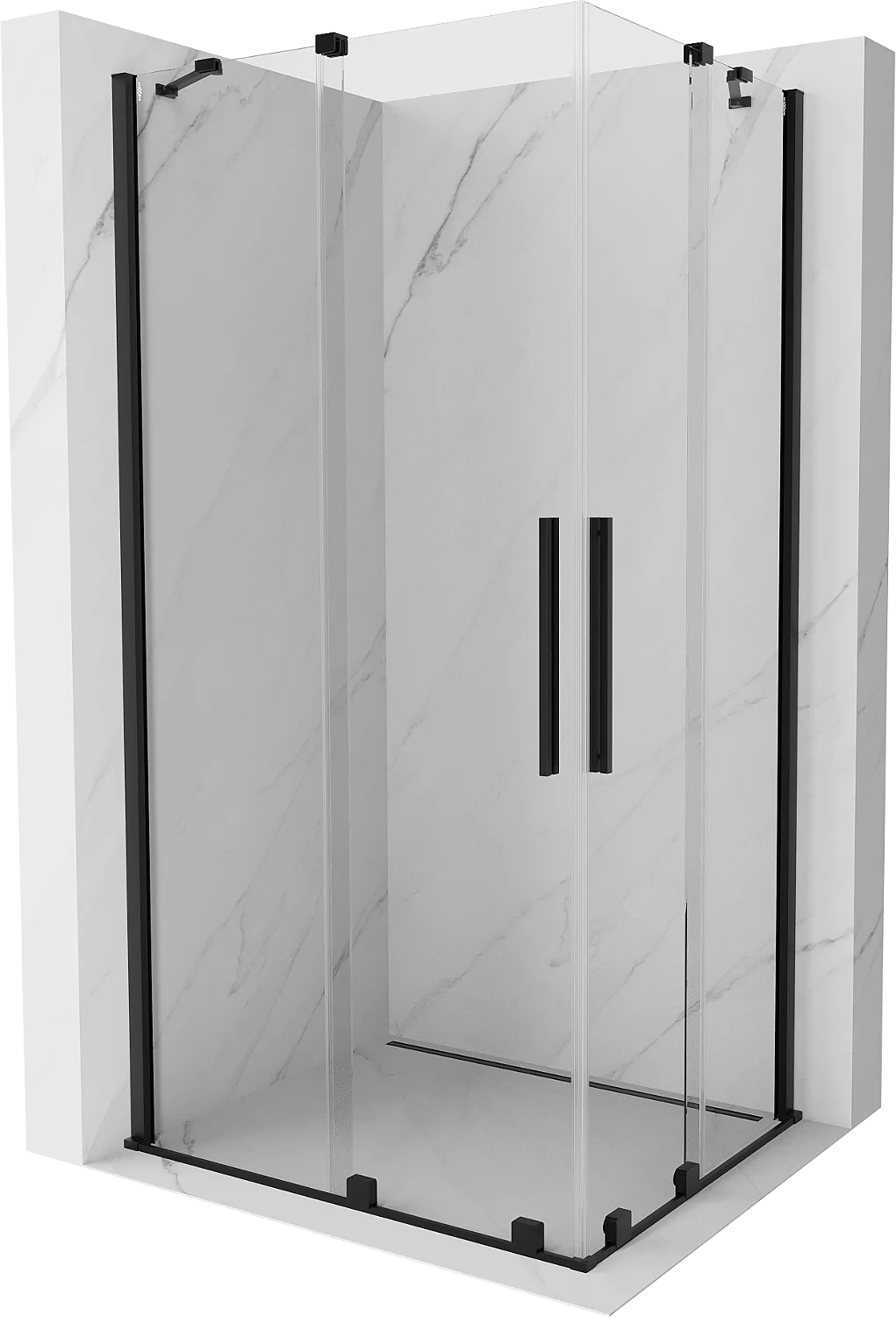Mexen Velar Duo kabina prysznicowa rozsuwana 90x80 cm, transparent, czarna - 871-090-080-02-70