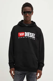 Diesel bluza bawełniana S-BOXT-HOOD-DIV męska kolor czarny z kapturem z aplikacją A14945.0GEAD - Bluzy męskie - miniaturka - grafika 1