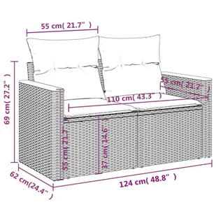 Sofa ogrodowa z poduszkami, 2-osobowa, szara, polirattan Lumarko! - Sofy ogrodowe - miniaturka - grafika 8