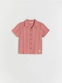 Bluzki dla niemowląt - Reserved - Bawełniana koszula w paski - brudny róż - miniaturka - grafika 1