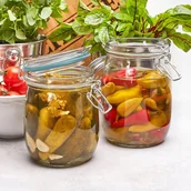 Pojemniki kuchenne - SZKLANY SŁOIK pojemnik Weki klips na przetwory ogórki dżem sok 6 szt 1 L - miniaturka - grafika 1