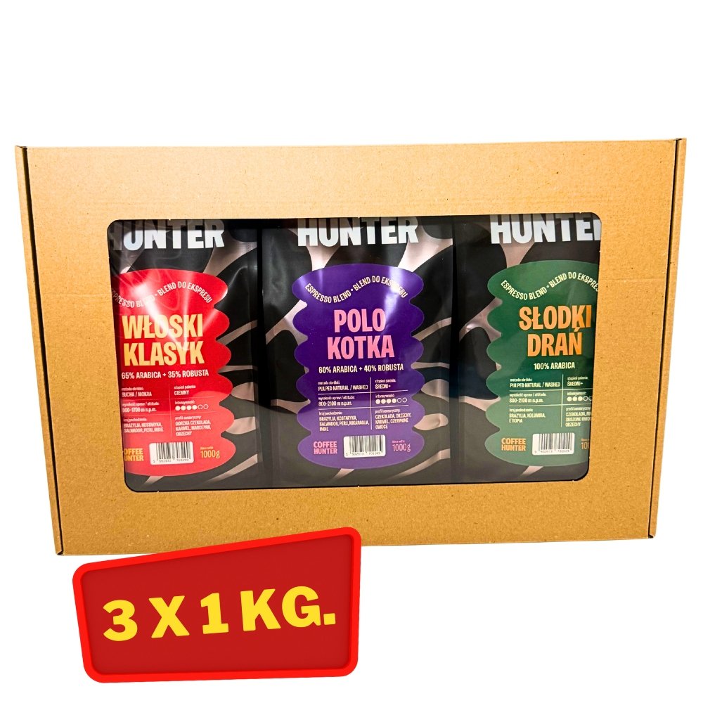 Zestaw Prezentowy Kaw do ekspresów 3 x 1 kg Kawa Ziarnista