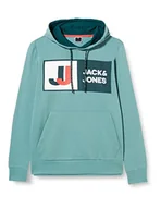 Bluzy męskie - JACK & JONES Męska bluza z kapturem, logo Sweat, Trellis, S - miniaturka - grafika 1