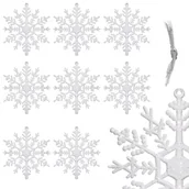 Bombki - Zawieszki choinkowe 9 szt. białe śnieżynki 12 cm na choinkę - miniaturka - grafika 1