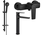 Zestawy baterii łazienkowych - Mexen Lynx DQ40 zestaw prysznicowy, czarny - 745914DQ40-70 - miniaturka - grafika 1