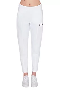 Spodnie damskie - Armani Exchange Damskie spodnie dresowe z podwójną twarzą, logo z przodu, biały, L - grafika 1