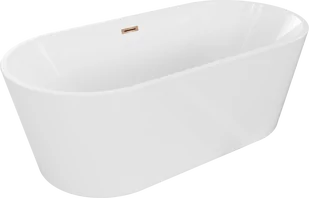 Mexen Luna wanna wolnostojąca 180 x 80 cm, biała, przelew różowe złoto - 52031808000-60 - Wanny - miniaturka - grafika 1