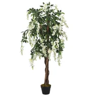 Sztuczne kwiaty - vidaXL Sztuczna wisteria, 560 liści, 80 cm, zielono-biała - miniaturka - grafika 1