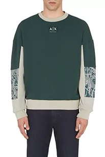Armani Exchange Męska bluza polarowa Tri-Color Seasonal Crewneck Green G/Lon. Fog/G, Large, Zielony G/Lon. Fog/G, L - Bluzy męskie - miniaturka - grafika 1
