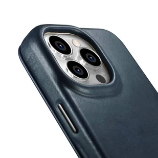 iCarer CE Oil Wax Premium Leather Folio Case skórzane etui iPhone 14 Pro Max z klapką magnetyczne MagSafe niebieski (AKI14220708-BU) - Etui i futerały do telefonów - miniaturka - grafika 14