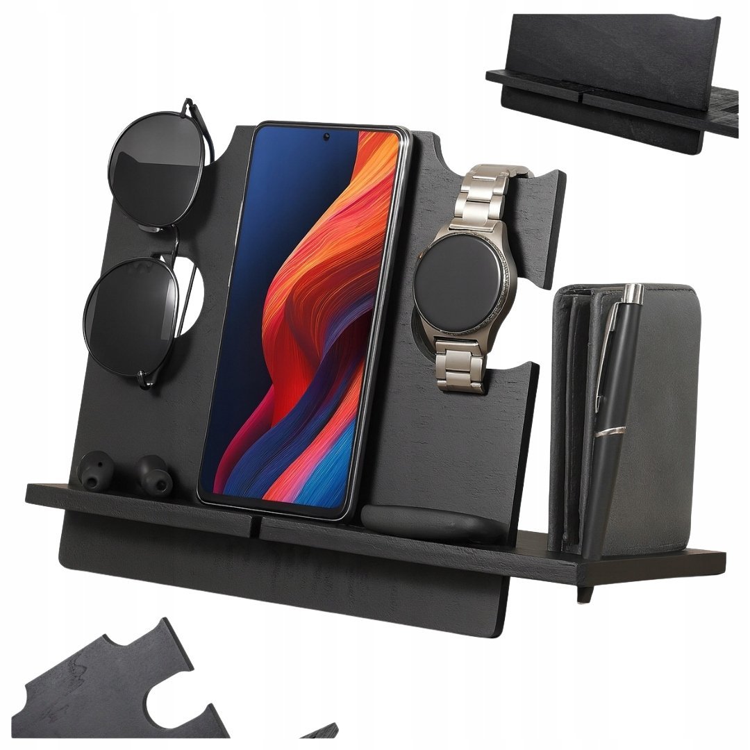 DREWNIANY STOJAK NA AKCESORIA ORGANIZER TACA WYSTAWNA - PIĘKNY PREZENT