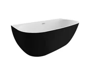Wanny - Wanna przyścienna Polimat Risa 160x80 cm owalna czarny mat 00479 - miniaturka - grafika 1