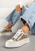 Trampki damskie - Panterkowe Trampki na Platformie Ozdobione Cyrkoniami Arenoria - Renee - miniaturka - grafika 1