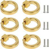 Zawiasy, okucia i inne akcesoria - Zestaw 6 złotych uchwytów do mebli, szuflad, szafek kuchennych i komód, styl nowoczesny, ze śrubami. - miniaturka - grafika 1