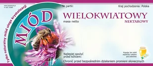 Etykiety na Miód Wielokwiatowy (100szt) - E1000 - Akcesoria do hodowli zwierząt - miniaturka - grafika 1