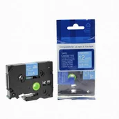 Papier do drukarek - Taśma zamiennik Brother TZ-535 / TZe-535, 12mm x 8m, biały druk / niebieski podkład - miniaturka - grafika 1