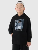 Bluzy dla chłopców - 4F Bluza dresowa nierozpinana z kapturem chłopięca - czarna 122 (6-7 lat) - miniaturka - grafika 1