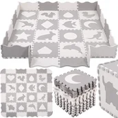 Maty piankowe - Mata edukacyjna z obrzeżem puzzle piankowe dla dzieci 150x150 cm pianka EVA szara - miniaturka - grafika 1