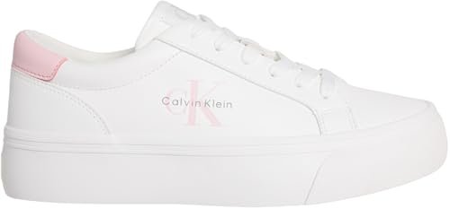 Calvin Klein Jeans Damska koszulka z logo Vulc Flatf LTH Yw0yw01873 Low Top, Biały Jasny Biały Słodki Różowy, 7
