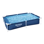 Baseny ogrodowe - Basen Stelażowy SplashJr Steel Pro 221x150x43 BESTWAY + Zestaw naprawczy - miniaturka - grafika 1