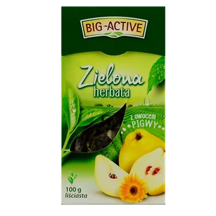 Big-Active Big-Active Zielona herbata liściasta z owocem pigwy 100 g - Herbata - miniaturka - grafika 1