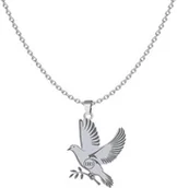 Biżuteria religijna - Srebrny Naszyjnik Gołąb z Hostią I Komunia Święta - miniaturka - grafika 1