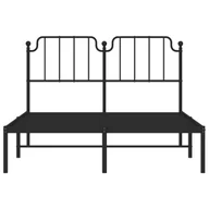Łóżka - Metalowa rama łóżka z wezgłowiem, czarna, 140x190 cm Lumarko! - miniaturka - grafika 1
