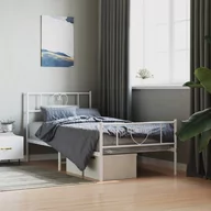 Inne meble do sypialni - Metalowa rama łóżka z wezgłowiem i zanóżkiem, biała, 100x200 cm Lumarko! - miniaturka - grafika 1