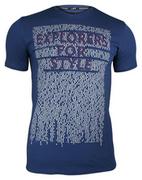 Koszulki męskie - Ciemna Niebieska Męska Koszulka (T-shirt ) z Nadrukiem, Krótki Rękaw, EXPLORES FOR STYLE - Adriano Guinari - miniaturka - grafika 1