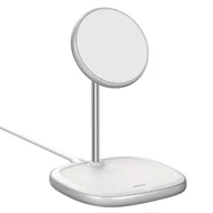 Ładowarki do telefonów - Baseus magnetyczna bezprzewodowa indukcyjna ładowarka Qi 15 W uchwyt na telefon podstawka (kompatybilna z MagSafe do iPhone) biały (WXSW-02) - miniaturka - grafika 1