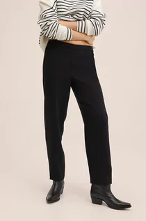 Spodnie damskie - Mango spodnie Semiflu damskie kolor czarny proste high waist - grafika 1