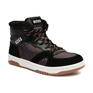 Buty dla chłopców - BOSS Kidswear Ocieplane sneakersy z dodatkiem skóry - miniaturka - grafika 1