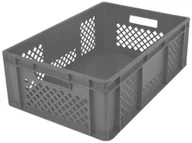 Pojemniki przemysłowe - Artech Pojemnik transportowy EURO 200, ścianki ażurowe, wym. 600 x 400 x 200 mm szary - miniaturka - grafika 1