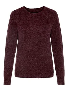 Vero Moda Damska bluzka z okrągłym dekoltem Vmdoffy Ls, Czerwony (detal wina – Melange), L - Bluzki damskie - miniaturka - grafika 1