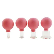 Akcesoria medycyny naturalnej - Zestaw 4 baniek próżniowych do masażu twarzy - Wschód - różowe - miniaturka - grafika 1