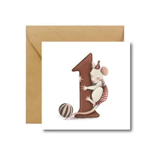 Kartka na roczek - MYSZKA - Kartki okolicznościowe i zaproszenia - miniaturka - grafika 1