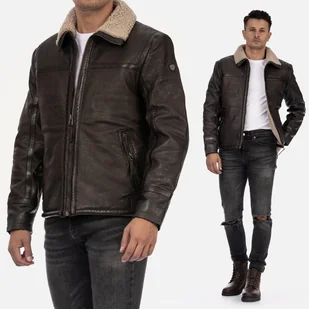 Kurtka Męska Mauritius Pilotka 1201-0746 Skóra Naturalna Brązowa Brązowy 3XL - Kurtki męskie - miniaturka - grafika 1