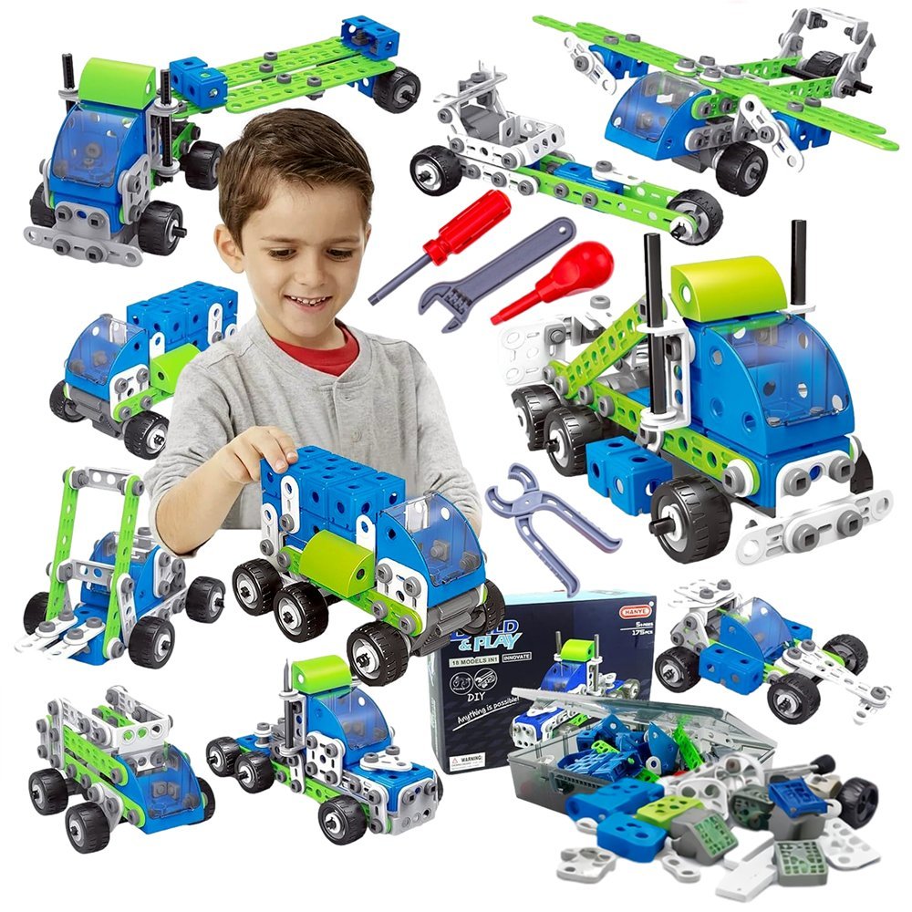 Klocki Konstrukcyjne Pojazdy do Skręcania Mały Konstruktor mechanik - 18w1 - 175 el.