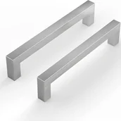 Zawiasy, okucia i inne akcesoria - Zestaw 12 srebrnych uchwytów do szafek kuchennych, 160 mm od środka do środka, stal nierdzewna - miniaturka - grafika 1