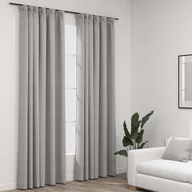 Zasłony - vidaXL Zasłony stylizowane na lniane, 2 szt., szare, 140x225 cm - miniaturka - grafika 1