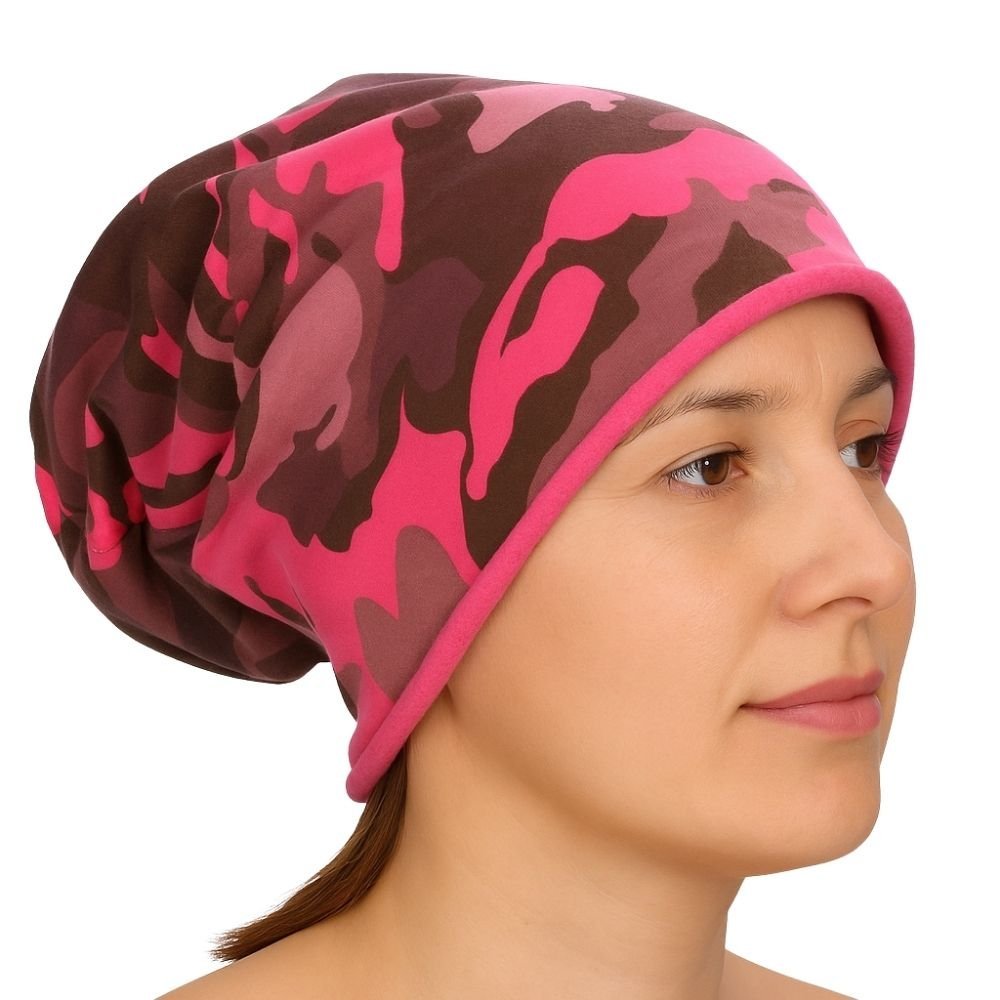 Czapka damska Beanie włoska cienka smerfetka różowa moro