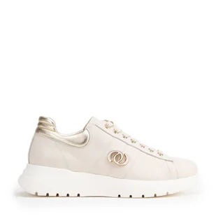 Damskie sneakersy z naturalnej skóry beżowe - Półbuty męskie Damskie sneakersy z naturalnej skóry beżowe - Półbuty męskie - miniaturka - grafika 1