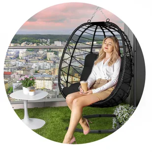 Fotel ogrodowy wiszący Tihuana czarny + czarne poduszki Sofotel - Hamaki - miniaturka - grafika 9