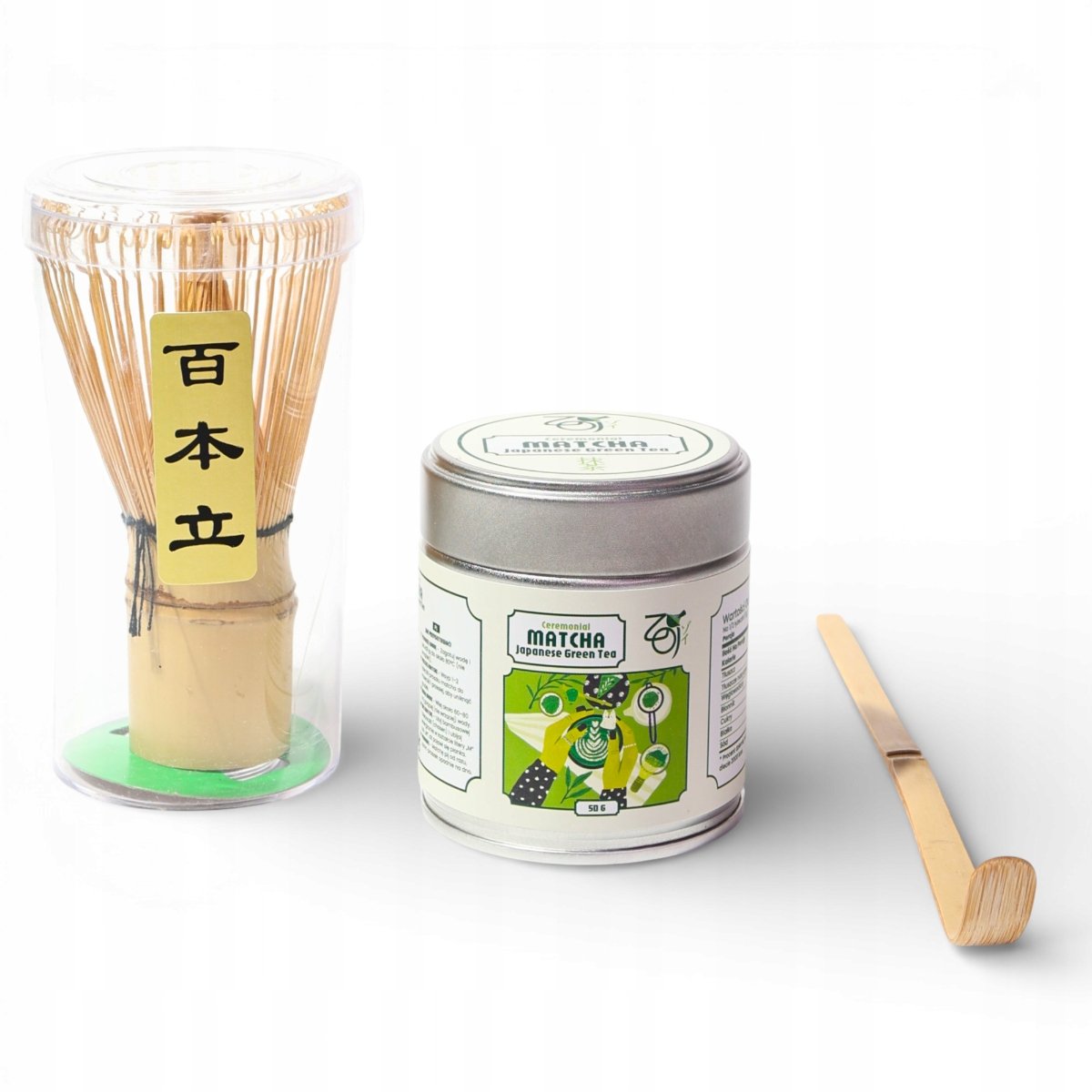 Zestaw Bambusowy Prezentowy do Matchy Zoi 50g Miotełka Łyżeczka Matcha
