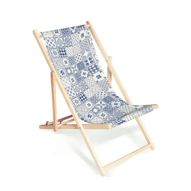 Leżak plażowy 3 stopnie składania Płytki Azulejos