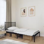 Łóżka - Metalowa rama łóżka z wezgłowiem, czarna, 100x190 cm Lumarko! - miniaturka - grafika 1