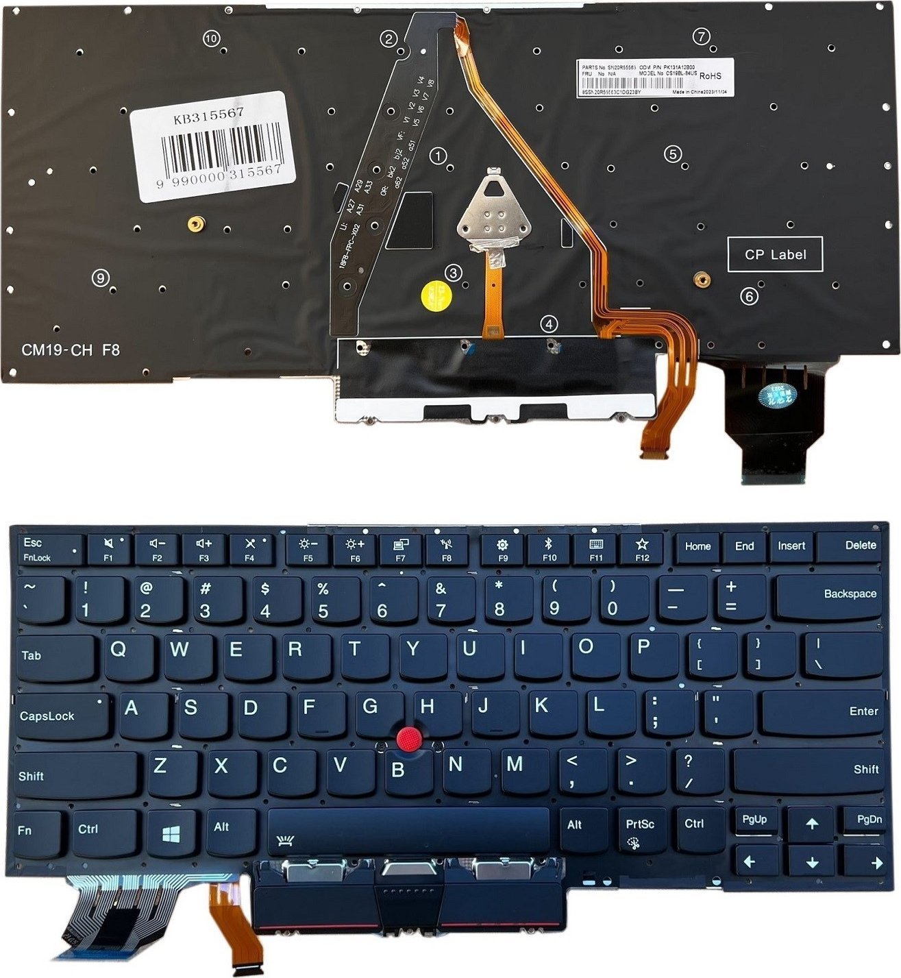 Pamięć do laptopa Lenovo Klaviatūra LENOVO X1 Carbon Gen 7, su pašvietimu, su trackpoint, US KB315567