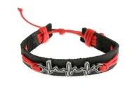 Bransoletki - Bransoletka Ze Skóry Z Ekg W Kolorze Czarno Czerwonym - miniaturka - grafika 1