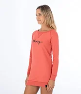 Sukienki - Hurley Damska luźna sukienka Oceancare O&o Script Fleece Dress, czerwona (Mineral Red), L, czerwony (Mineral Red), L - miniaturka - grafika 1